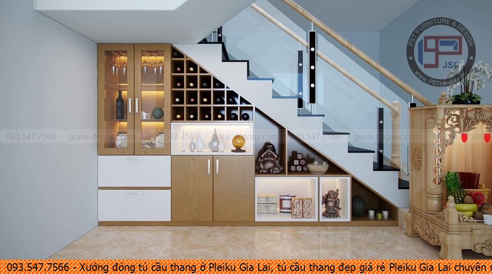 Xưởng đóng tủ cầu thang ở Pleiku Gia Lai, tủ cầu thang đẹp giá rẻ Pleiku Gia Lai chuyên nghiệp gọi SĐT 09.3547.7566