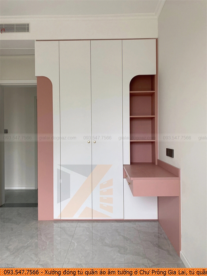 Xưởng đóng tủ quần áo âm tường ở Chư Prông Gia Lai, tủ quần áo âm tường đẹp giá rẻ Chư Prông Gia Lai uy tín liên hệ Hotline 093.54.77.566