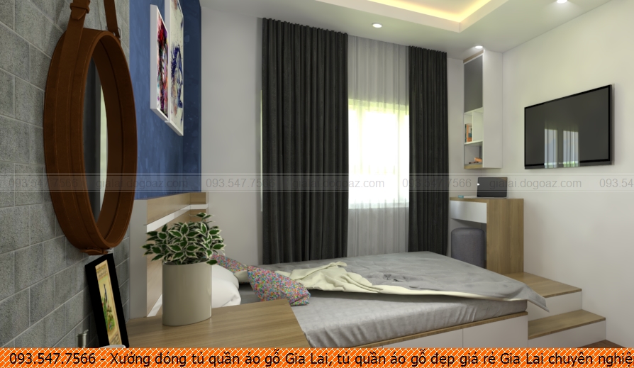 Xưởng đóng tủ quần áo gỗ Gia Lai, tủ quần áo gỗ đẹp giá rẻ Gia Lai chuyên nghiệp gọi SĐT 09.3547.7566