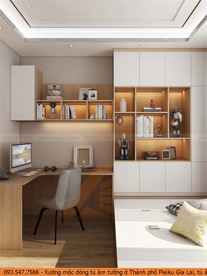 Xưởng mộc đóng tủ âm tường ở Thành phố Pleiku Gia Lai, tủ âm tường đẹp Thành phố Pleiku Gia Lai chuyên nghiệp 09.3547.7566