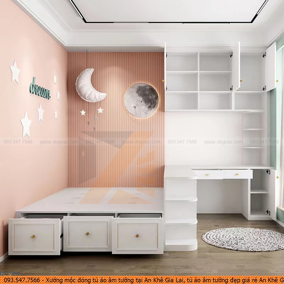 Xưởng mộc đóng tủ áo âm tường tại An Khê Gia Lai, tủ áo âm tường đẹp giá rẻ An Khê Gia Lai uy tín gọi 093-5477-566